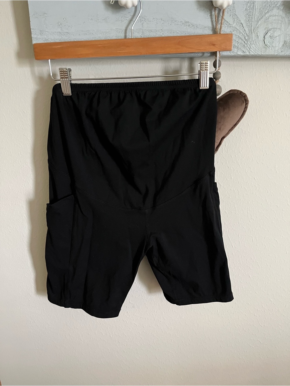 Women’s Maternity Black High-Waist Active Shorts